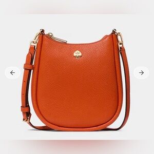 Kate Spade Fiery Orange pebbled Leather Crossbody Bag